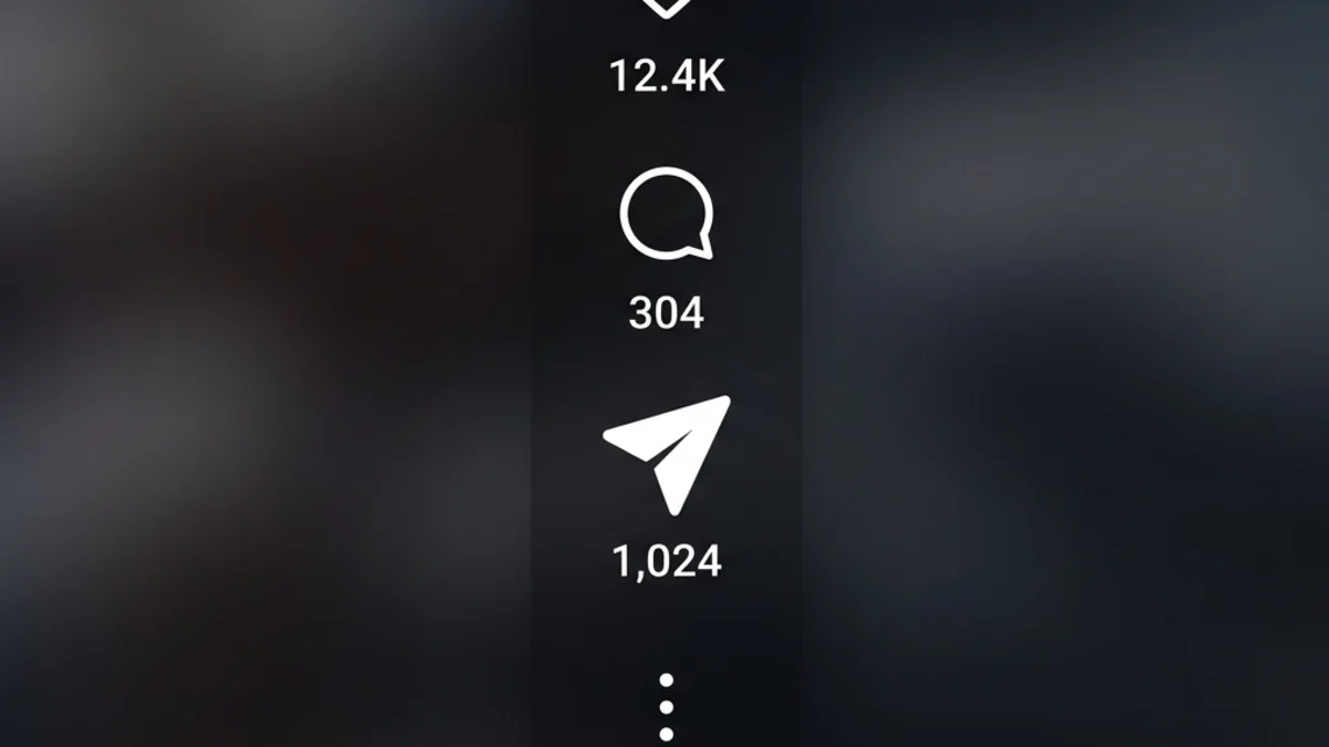 Instagram Reel action bar with the paper-plane Share icon