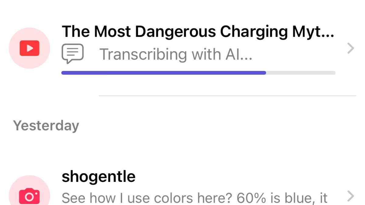 AnyScribe transcribing a video with a progress bar